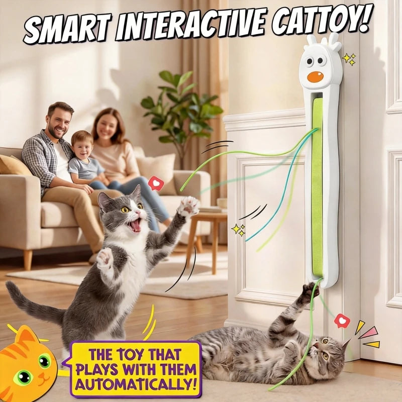 Cat Interactive Toy - Auto Flying Rope, Kitten Stress Relief, Caterpillar Teaser & Adjustable Motion Modes