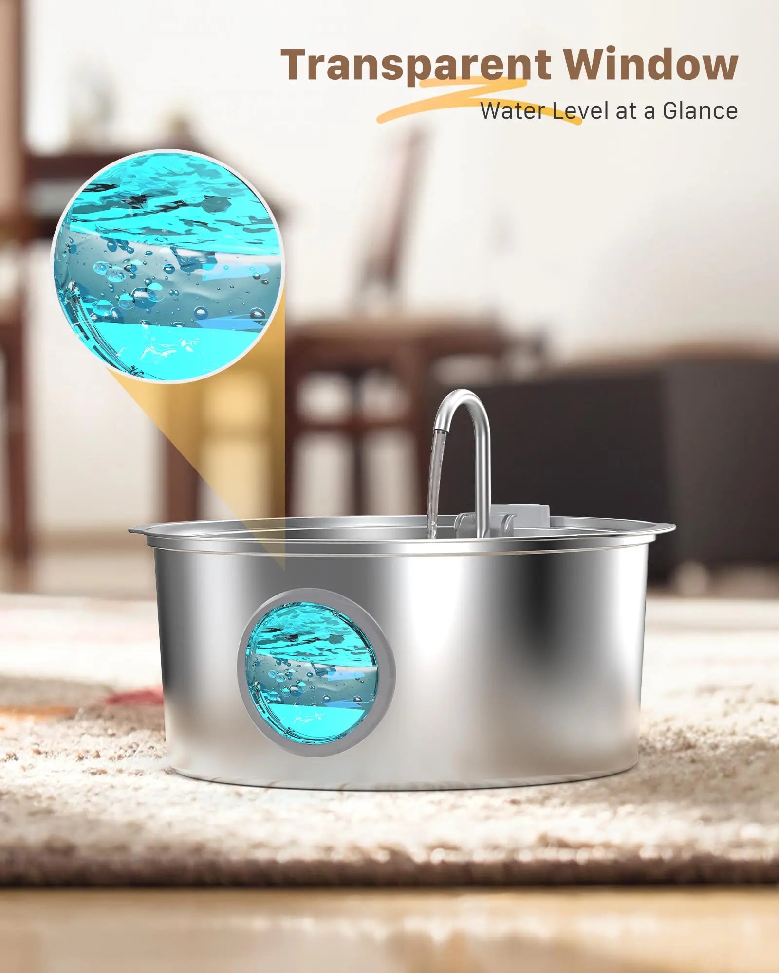 Water Fountain, Stainless Steel Ultra-Quiet for Large Dogs, Cats and Multi-Pet Homes