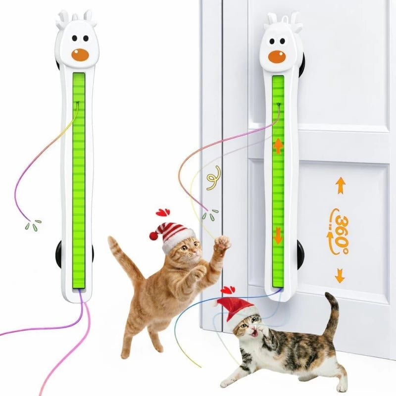 Cat Interactive Toy - Auto Flying Rope, Kitten Stress Relief, Caterpillar Teaser & Adjustable Motion Modes
