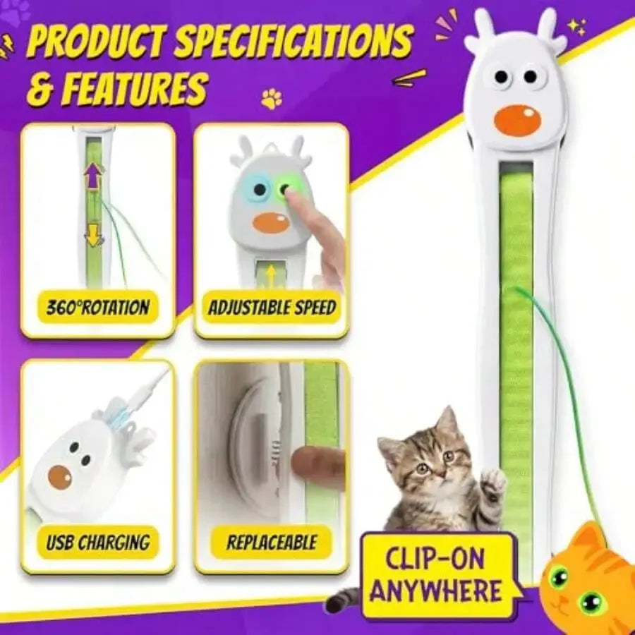 Interactive Door-Mounted Cat Toy With Dual Speeds, Rechargeable, Automatic Pet Entertainment