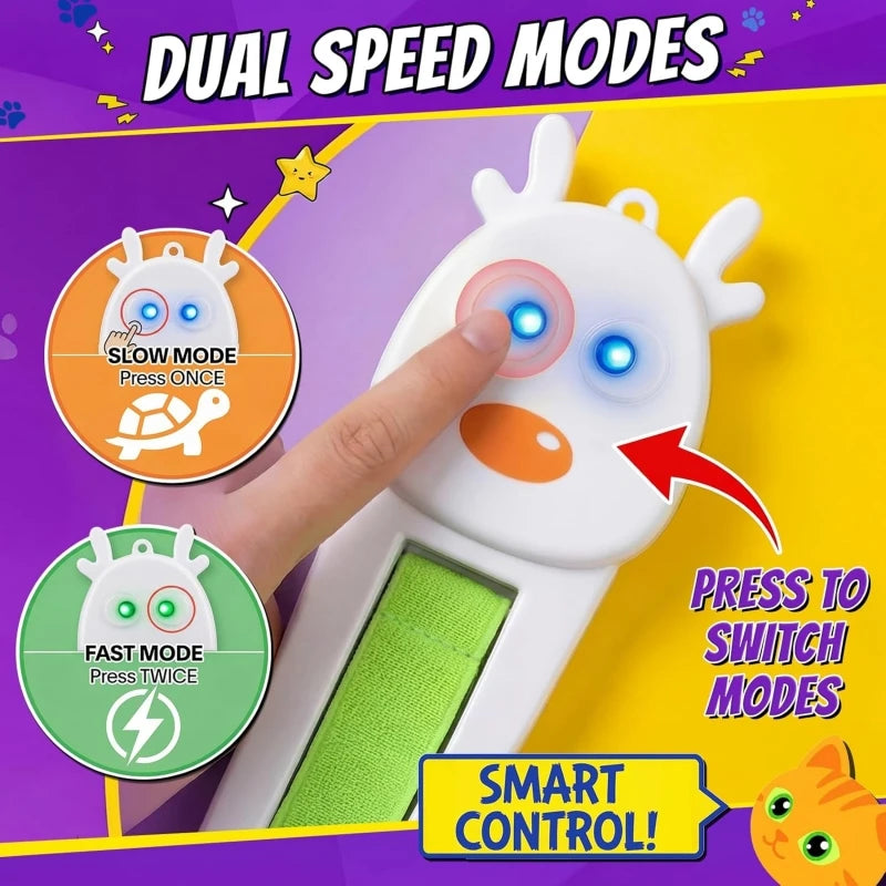 Cat Interactive Toy - Auto Flying Rope, Kitten Stress Relief, Caterpillar Teaser & Adjustable Motion Modes