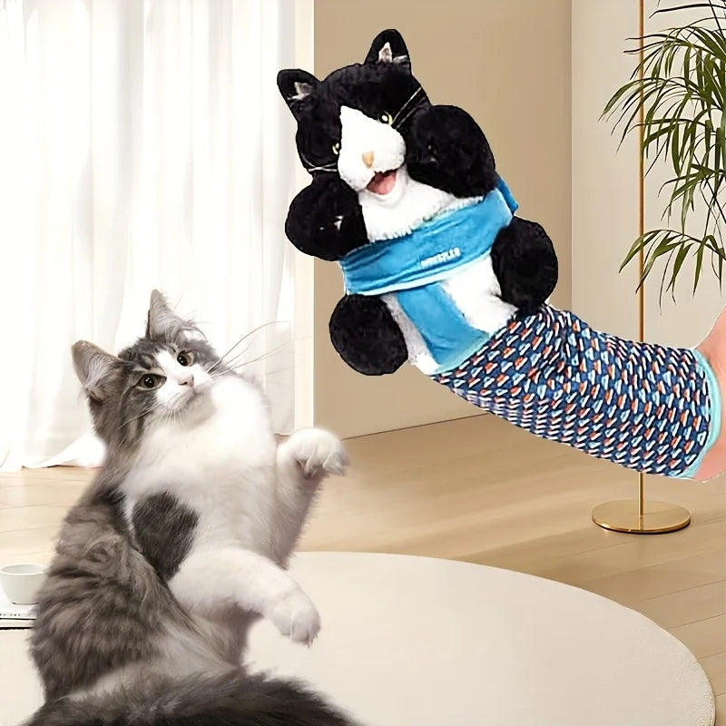 Interactive Cat Puppet Toy - Durable Plush Hand Wrestling Toy