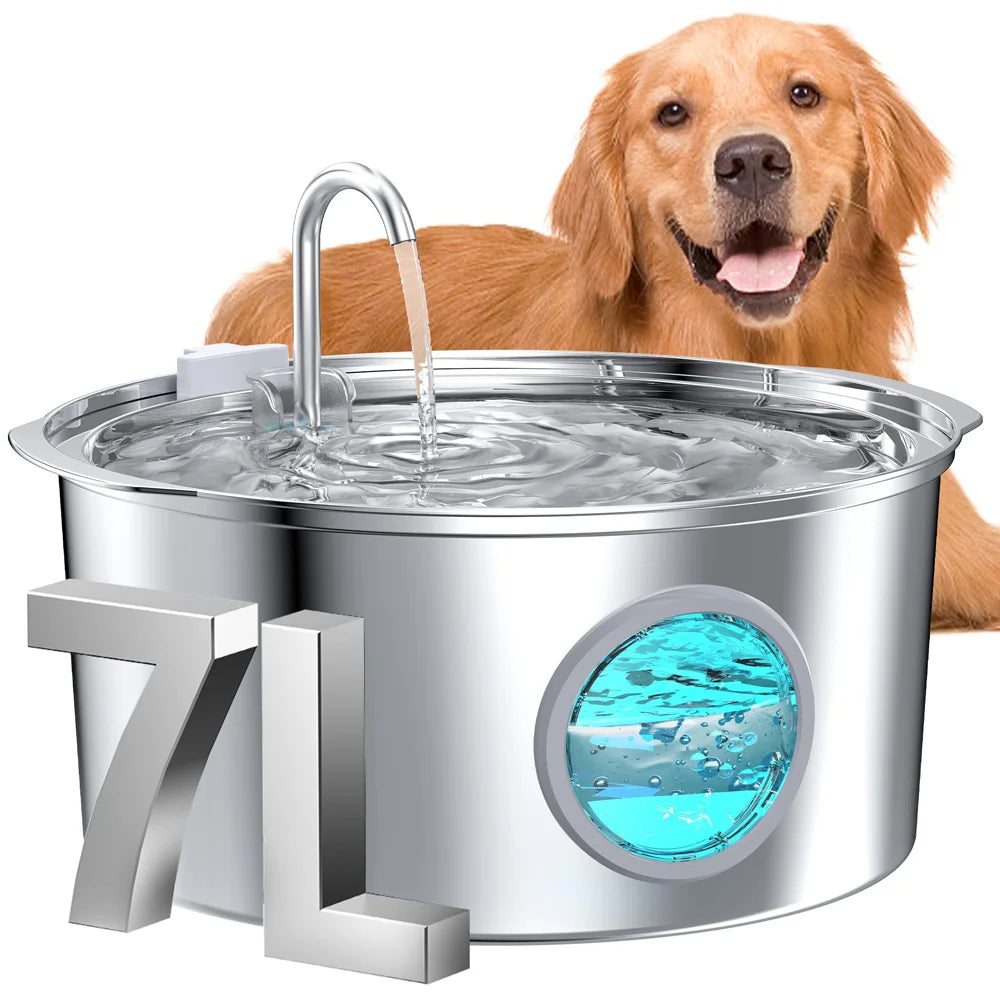 Water Fountain, Stainless Steel Ultra-Quiet for Large Dogs, Cats and Multi-Pet Homes