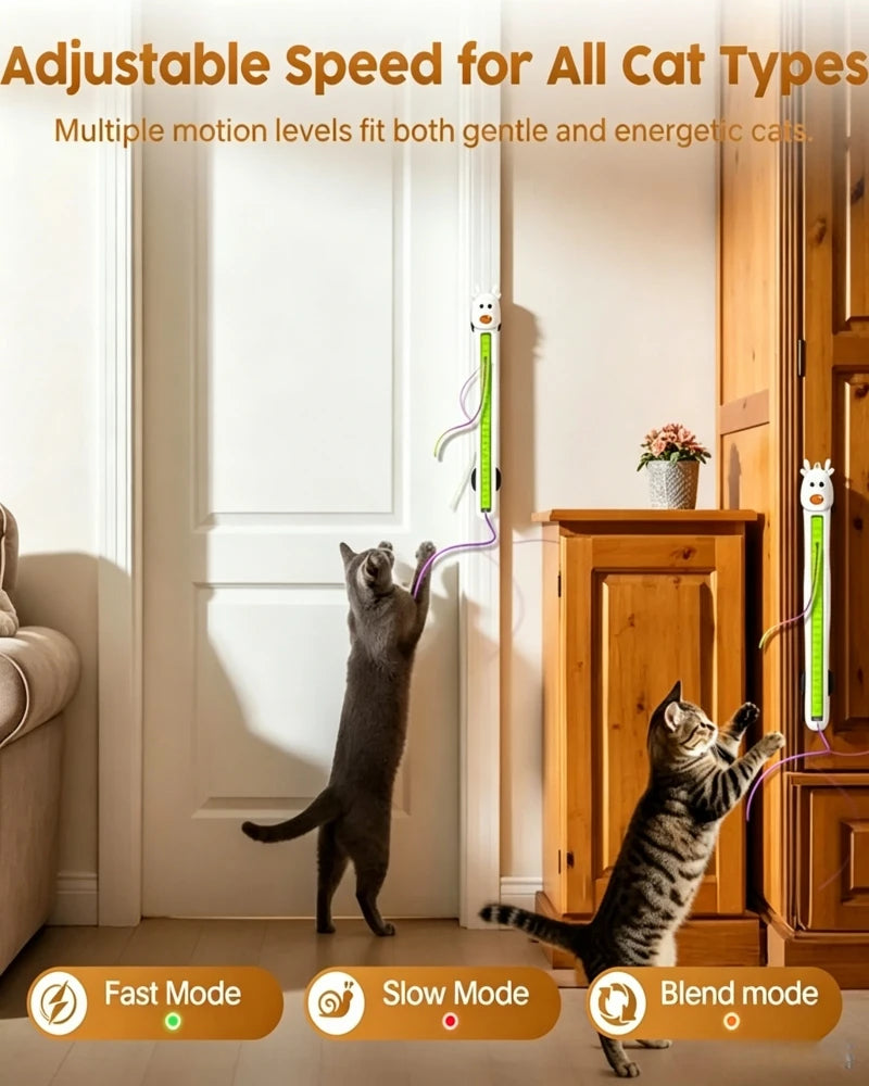 Cat Interactive Toy - Auto Flying Rope, Kitten Stress Relief, Caterpillar Teaser & Adjustable Motion Modes