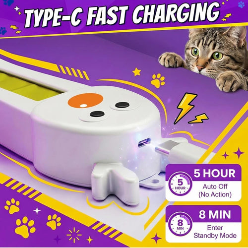 Cat Interactive Toy - Auto Flying Rope, Kitten Stress Relief, Caterpillar Teaser & Adjustable Motion Modes
