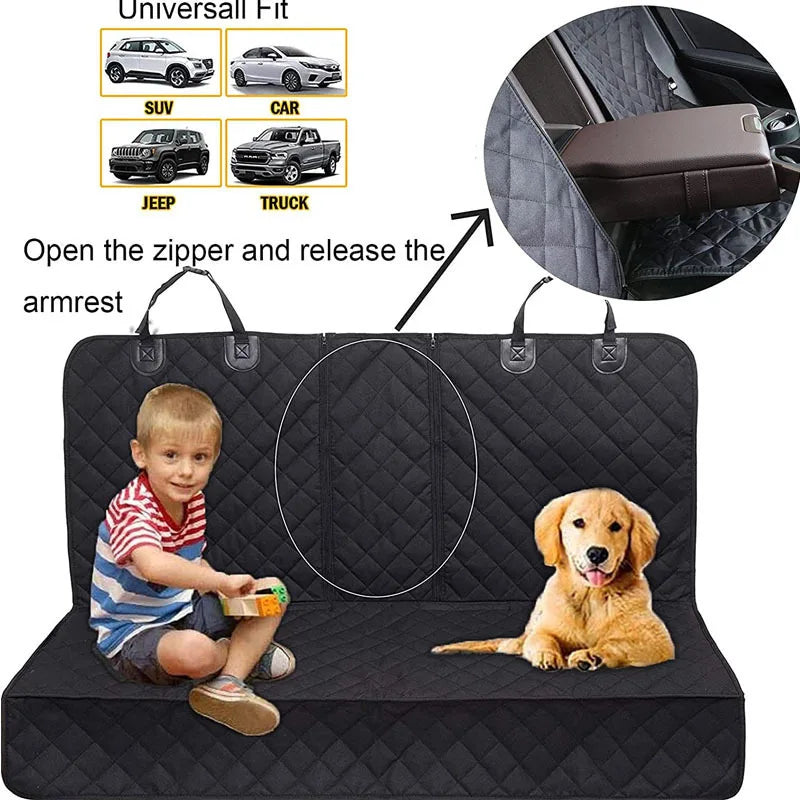 Dog Car Seat Cover, Pet Travel Carrier, Mattress Waterproof, Protector With Middle Seat Armrest For Dogs