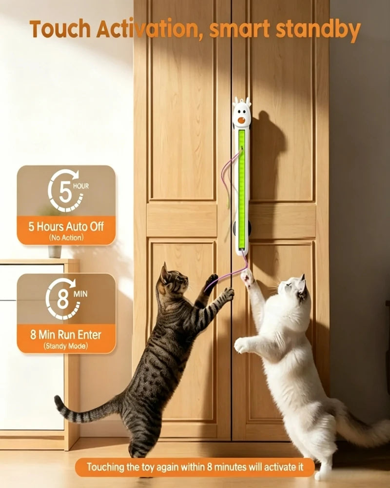 Cat Interactive Toy - Auto Flying Rope, Kitten Stress Relief, Caterpillar Teaser & Adjustable Motion Modes