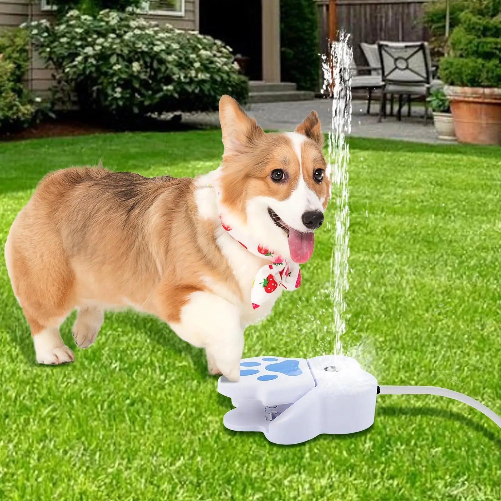 Pet Water Fountain, Paw Activated Puppy Sprinkler, Dispenser for Outdoor Garden