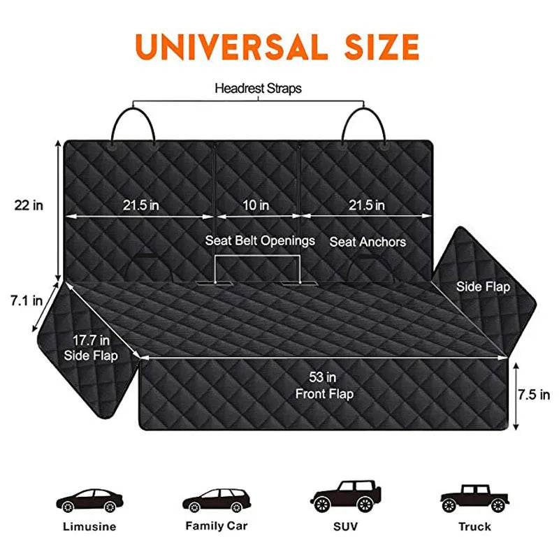 Dog Car Seat Cover, Pet Travel Carrier, Mattress Waterproof, Protector With Middle Seat Armrest For Dogs